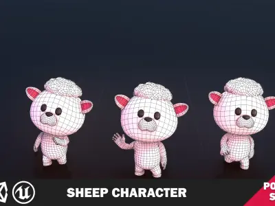 Funny Sheep Character Low-poly 3D model