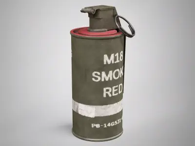 M18 Red Smoke Hand Grenade AAA Game Ready Low-poly 3D model