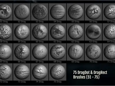 Industrial Metallic Roughness Maker 300 ZBrush brushes  3D model