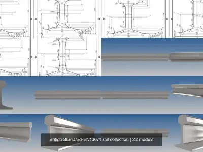 British Standard-EN13674 rail collection 3D Model Pack