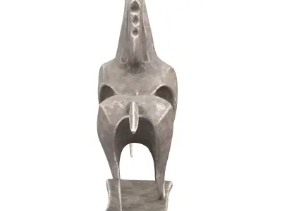 Horse abstract stone statue Low-poly 3D model