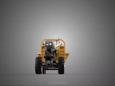 TANDEM AXLE TRAILER TRACTOR CART CARGO LOAD BED TROLLEY CAR DUMP 3D model