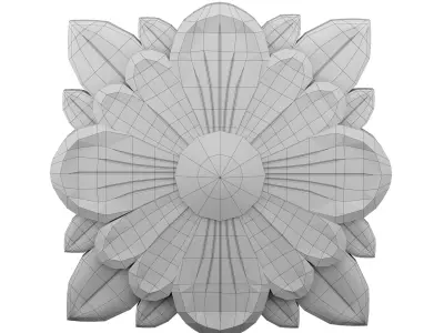 Golden Flower Ornament - 3D Decorative Flower Free 3D model
