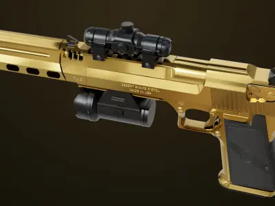 Pistol 10 Gold Generic All PBR UE Textures Low-poly 3D model