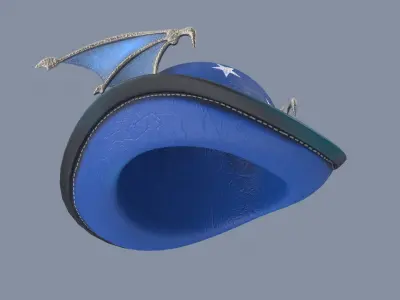 Enchanted Blue Witch Hat 3D model
