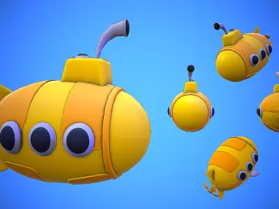 SUBMARINE CARTOON STYLIZED Low-poly 3D model