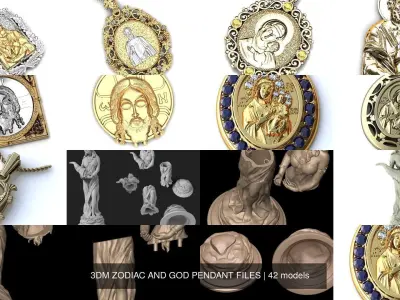 3DM 42 ZODIAC AND GOD PENDANT FILES 3D Model Pack