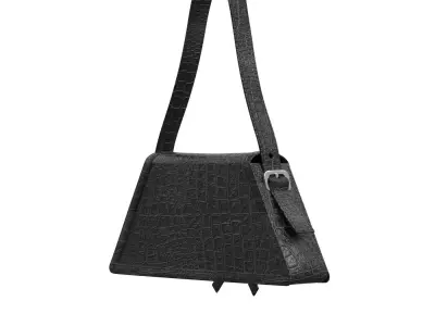 Black Leather Triangle Baguette Bag 3D model