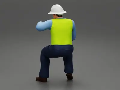 Construction worker sitting relaxing after work 3D print model