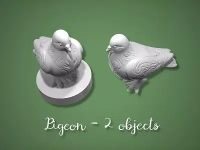 Pigeon Miniature  Dollhouse Garden Bird 2 Versions Free 3D print model
