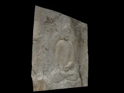 Seated Rock-carved Buddha 3D model