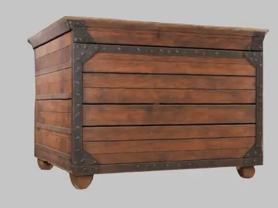 wooden Box medieval Low-poly 3D model