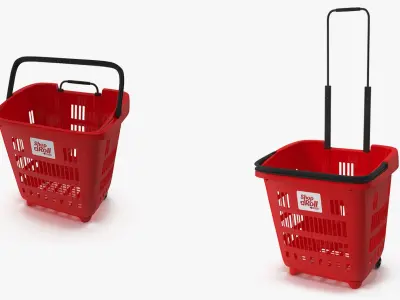 Shopping Baskets and Trolley Collection 8 3D model