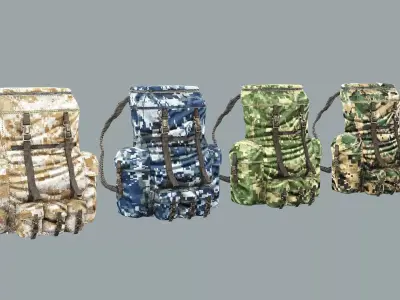 Soldier Exclusive 4 pcs Backpack 2 Tactical Cargo 3D Model Low-poly 3D model