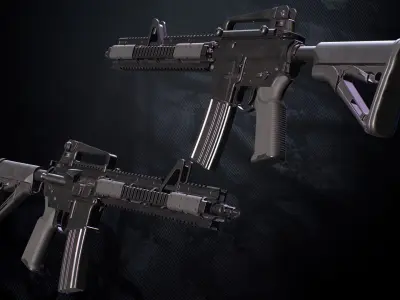 MR-44 Assault rifle With Hands And Weapon Case Low-poly 3D model