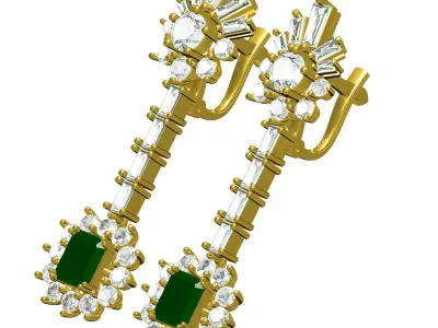 Antique Vintage Style Dangle Hoop Earring 3D print model