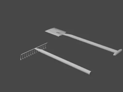 Set containing shovel and rakes Free 3D model