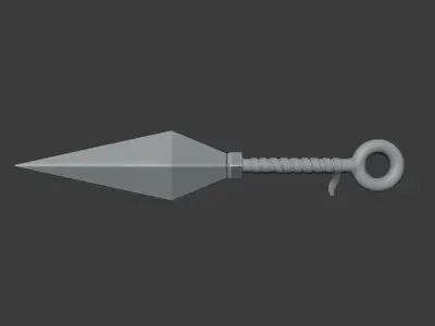 Kunai 3D Model sword with string hanging from it 3D model