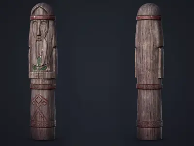 Wooden Totem 6 Low-poly 3D model