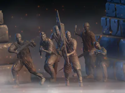  9 World War Two 3D figures printing 3D print model