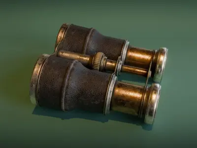 Vintage Binoculars Low-poly 3D model