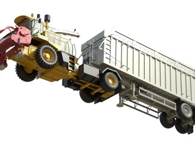 CMC Saturne 5800 Harvester With Trailer Low-poly 3D model