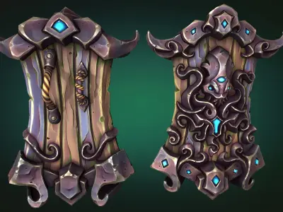 Coastal shield Low-poly 3D model