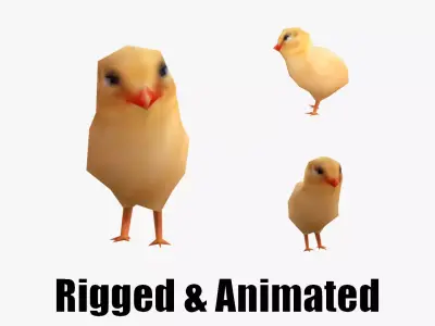 low-poly animated chick Low-poly 3D model