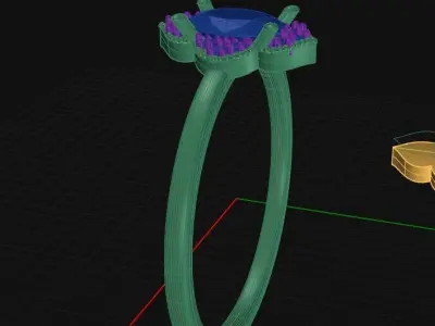 Antique Oval Gemstone Round Diamond Band Wedding Engagement Ring 3D print model purchase