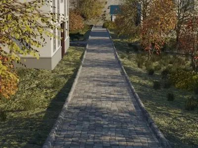 Autumn Village Landscape 3D model