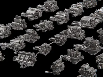HIGH POLY 3D CAR ENGINE PACK  3D model