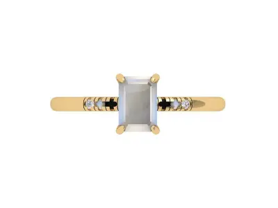 Emerald Solitaire Ring 3D print model 19