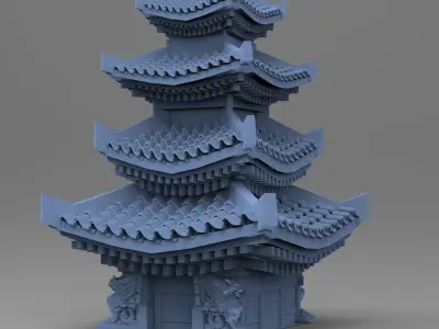 Zen Monk Tower Stylized  3D model