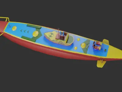 submarine  Low-poly 3D model
