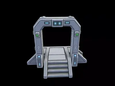 Low Poly Stylized Sci-Fi Industrial Teleporter Low-poly 3D model