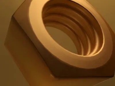 Nut low poly 3d model two nuts on table Low-poly 3D model