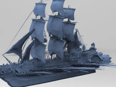 Airship Frigate with Sails 3D model  3D model