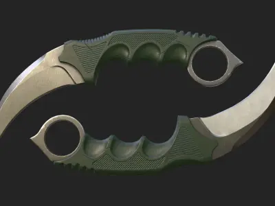 Karambit knife Low-poly 3D model 2