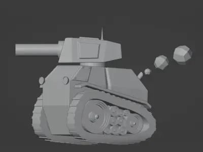 Tank Yellow Low-poly 3D model