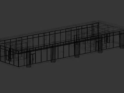 Contemporary glass office pavilion 3D model