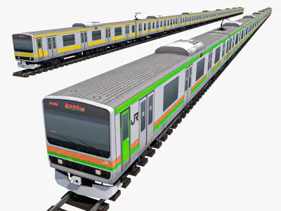 JR East E231 Train Series Tokyu Japan Railway Low-poly 3D model