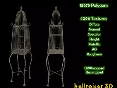 Bird Cage - PBR - Textured Low-poly 3D model