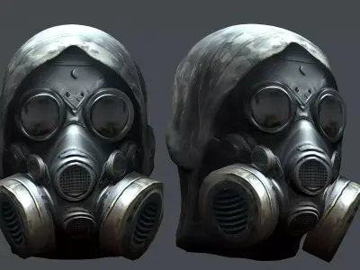 Gas mask helmet 3d model military combat Low-poly  Low-poly 3D model 6