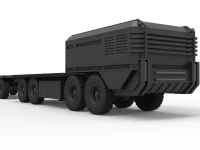 Military truck with trailer 3D model