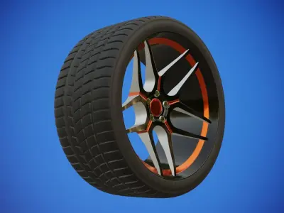 Sports Car Wheel - Rim with Tire Low-poly 3D model