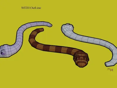 Low Poly Cartoon Snake Low-poly 3D model