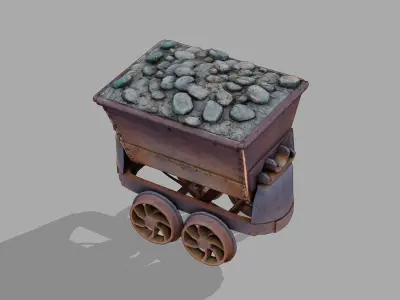 Rugged mining cart Low-poly 3D model