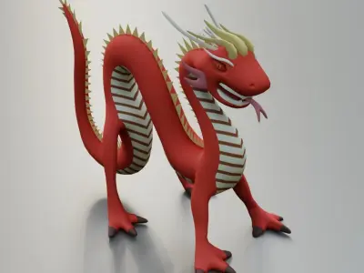 Red Dragon Chinese Low-poly 3D model