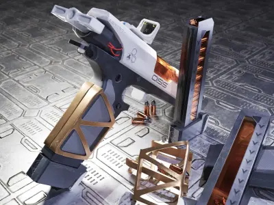 ZerTech Oisis the future pistol gun Low-poly 3D model