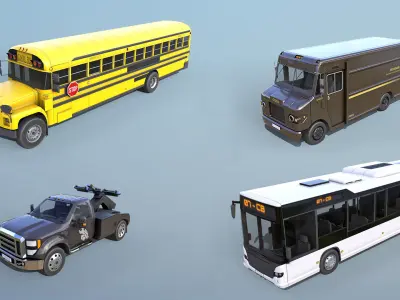 12 Cars and Trucks - PBR 3D Model Pack